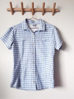 Rugged Exposure Light Blue Gingham Button-Down Shirt - Women's Short Sleeve